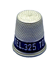 Vtg Sewing Thimble Aluminum Advertising TOY TOWN LAUNDRY TEL.325  picture