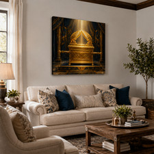 Ark of the Covenant Canvas Wall Art Cherubim Gold Biblical Religious Decor picture