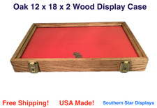 Oak Wood Display Case  12 x 18 x 2 for Arrowheads Knives Collectibles & More picture