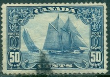 CANADA SCOTT # 158, BLUENOSE, USED, FINE-VERY FINE, THIN, GREAT PRICE picture