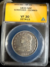 1833 50c Capped Bust Half Dollar ~ VF 30 Details ANACS RARE picture