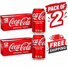 (2 PACK) Coca-Cola Soda Pop Fridge Pack Cans, 12 fl oz, 12 Pack - NEW picture