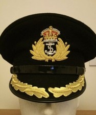 British Royal Navy Captain Commander Officers Peaked Cap Hat King Crown picture