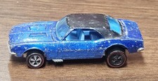 Vintage Hot Wheels Redline 1967 Custom Camaro Blue & Black Roof Mattel picture