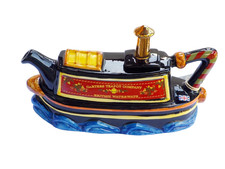 Tony Carter English Canal Boat Ceramic Teapot-Traditional Colors & Floral Design picture