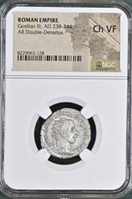 Ancient Silver Roman Coin Emperor Gordian III 238-244AD NGC Graded ChVF Genuine picture