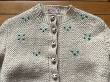 VTG 50s Hand-knit Folk Cropped Cardigan Jacket Sweater Austrian Trachten Country picture