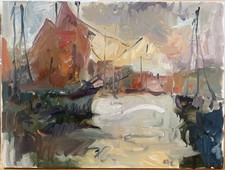 Nautical Gothic Gloucester Impressionism Oil Painting On 18”x24” Canvas Original picture