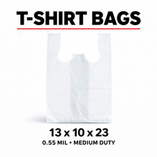 White T Shirt Grocery Bags 13x10x23 Medium Duty 0.55 Mil Retail Bags Bulk picture
