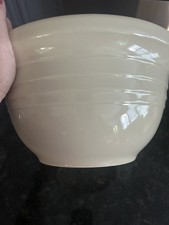 Vintage Friendship Pottery Roseville Ohio 6 Qt Bowl Heavy White Banded Stoneware picture