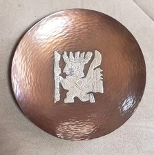 Vintage Vicky Industria Peru Copper & Sterling Silver Plate 925 Maya Design picture
