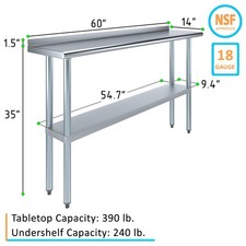 Commercial NSF Heavy Duty Stainless Steel Food Prep Table Kitchen Work Table picture