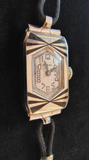 Vintage 1933 Elgin Parisienne, art deco, inlaid enamel case, sunburst trim picture