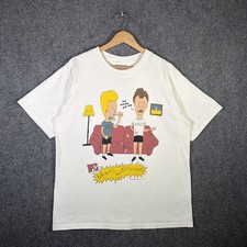 Vintage Beavis And Butthead Shirt Large White 90s MTV Cartoon Stanley Desantis picture