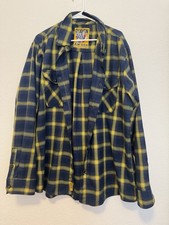 Dixon Flannel Co Aim High Men's 2XL Blue and Yellow Plaid Button Up picture