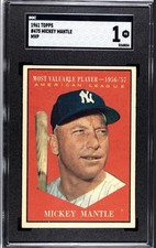 1961 Topps Set-Break #475 Mickey Mantle MVP SGC 1 - GREAT EYE APPEAL picture