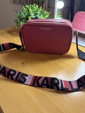 Karl Lagerfeld Crossbody Raspberry Pink Camera Bag Purse NWOT picture
