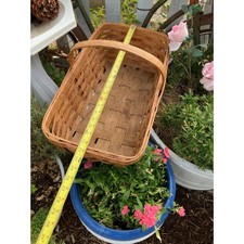 Vintage 50s 60s Gustavis Delsea Basket Co Oak splint hand woven basket picture