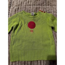 Gymboree Girls Size 8 Lime Green Knit Sweater with Pink Beaded Lollipop Appliqué picture
