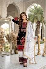 Unique Designer Black Silk Kurta Palazzo With Dupatta For Women & Girls picture