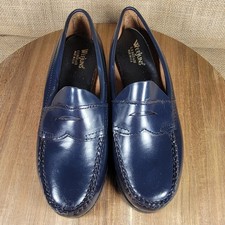 G.H. Bass Weejuns Vintage Penny Loafers Leather Made USA Navy Blue Women's 7 B picture