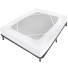 Box Spring Cover Queen Size Bed Skirt Wrap 4 Side, White Queen, picture