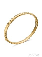 NEW 18K Yellow Gold Sculpted Cable Bangle BraceletDavdYurrman6.2mm size M picture