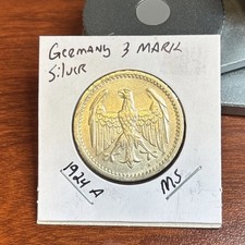 Germany 1924 A 3 Mark KM#43 Excellent High Grade Coin picture