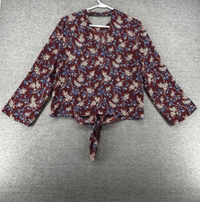 Madewell Bell Sleeve Blouse Tie Front Women Small Small Floral Casual Summer picture