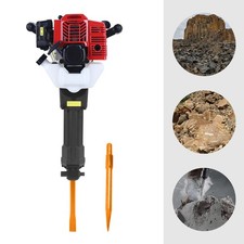 52cc Gas Powered Demolition Jack Hammer Concrete Breaker Drill 1900W & 2 Chisels picture