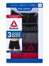 Reebok Pro Series Boxer Briefs Mens 2XL 3 Pack 6” Black Gray Red RDM211PB picture