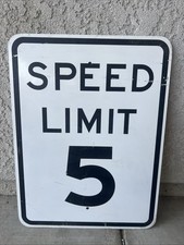 Vintage Speed Limit 5 MPH Road Street Sign Heavy Metal Or Steel picture