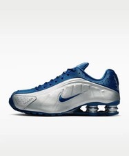 Nike Shox R4 Court Blue Metallic Silver Running Sneakers IQ9391-476 Men's Sizes picture