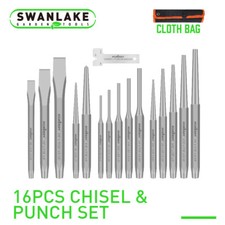 17pc Industrial Mechanics Punch & Chisel Set Pin Tapered Center Cold Roll Gauge picture
