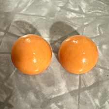 Vintage Orange Lucite Style Clip On Earrings Large Dome Mod 1950s 1960s picture