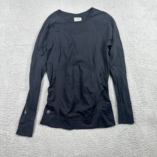 Athleta Momentum Seamless Long Sleeve Shirt Womens Medium Black Running Athletic picture
