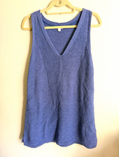 J. Jill Women's Blue Cotton Knit Sleeveless V-Neck Tank Top, Size L picture