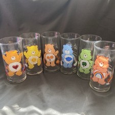 Vintage 1983 Care Bears Pizza Hut Glasses Complete Set Of 6 Mint picture