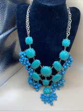 Unsigned Gold tone turquoise and clusters statement multilayer necklace picture