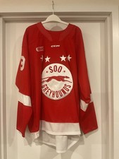 CCM OHL SAULT STE MARIE GREYHOUNDS JOE THORNTON JERSEY - SIZE XL - NEW MINT picture