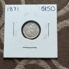 1871 Seated Liberty Half Dime 90% Silver No Arrows Business Strike Philadelphia picture