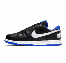 Nike Men’s Big Nike Low Black/White/Blue Low Top Lace-Up Leather Sneakers  picture