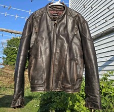 Vintage Xelement Advance Motorcycle Gear Men's 2XL Dark Brown Leather Jacket picture
