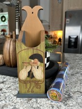 Vintage Colonial Wooden Wall Pocket Hand Painted Folk Art Mail Holder Americana picture