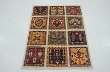 2x3 ft Ivory Beige Afghan Hand Knotted Tribal Small Rug picture