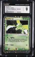 2003 POKEMON EX RUBY & SAPPHIRE HOLO #102 SCYTHER EX CGC 9 MINT  picture