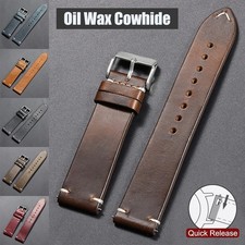 Retro Oil Wax Genuine Leather Watch Band 18 19 20 21 22 24mm Thin Cowhide Strap. picture