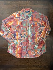 Vintage Polo Ralph Lauren Western Shirt Pearl Snap Multicolour Size L Rare RL picture