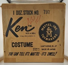 Vintage Ken Original Mattel Shipping Box - Costume 797 - Army Navy - VHTF picture