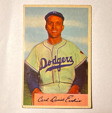 1954 Bowman Carl Erskine Blue Loops Top Left Front #10 Dodgers Nice Set Copy picture